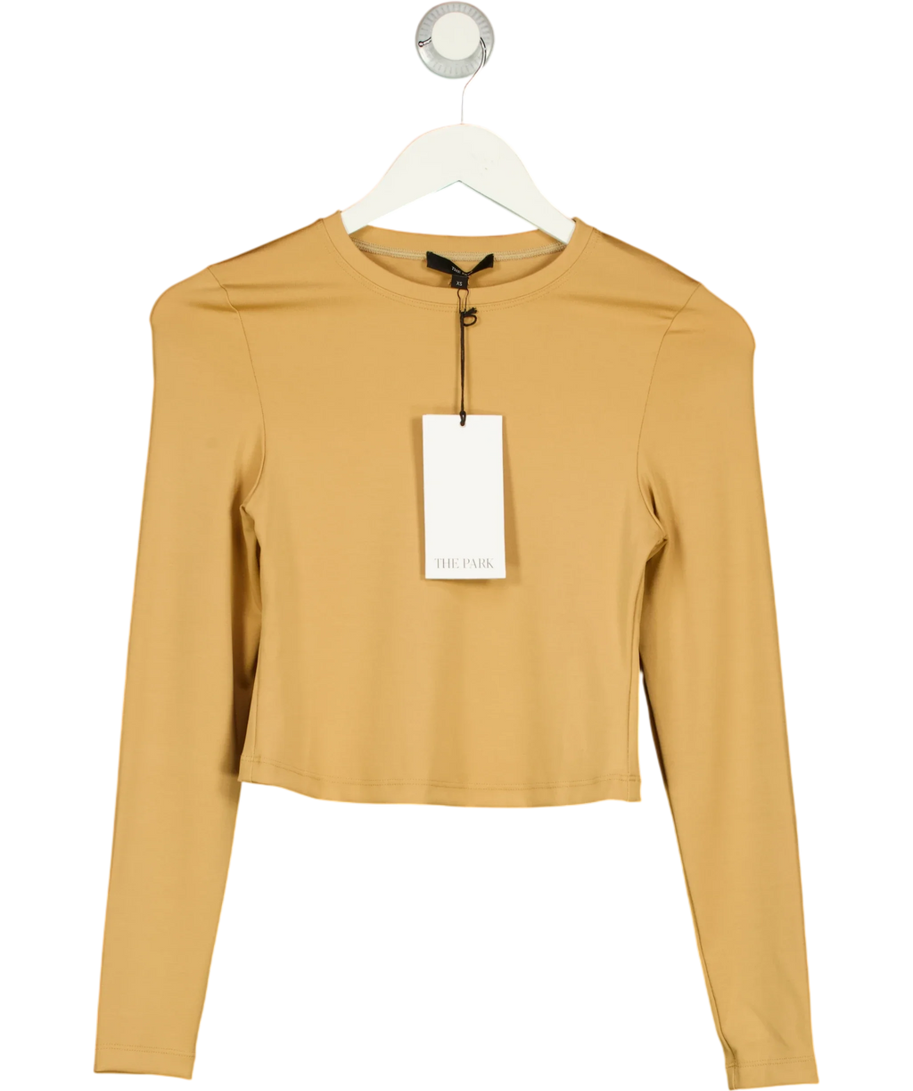 THE PARK camel Heather Long Sleeve Tee, size UK XS — front