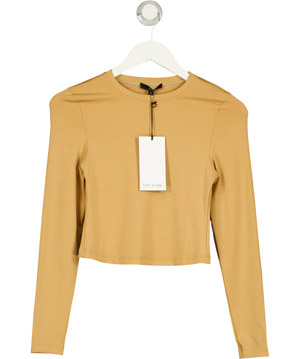 THE PARK Heather Long Sleeve Tee Cropped Beige UK XS