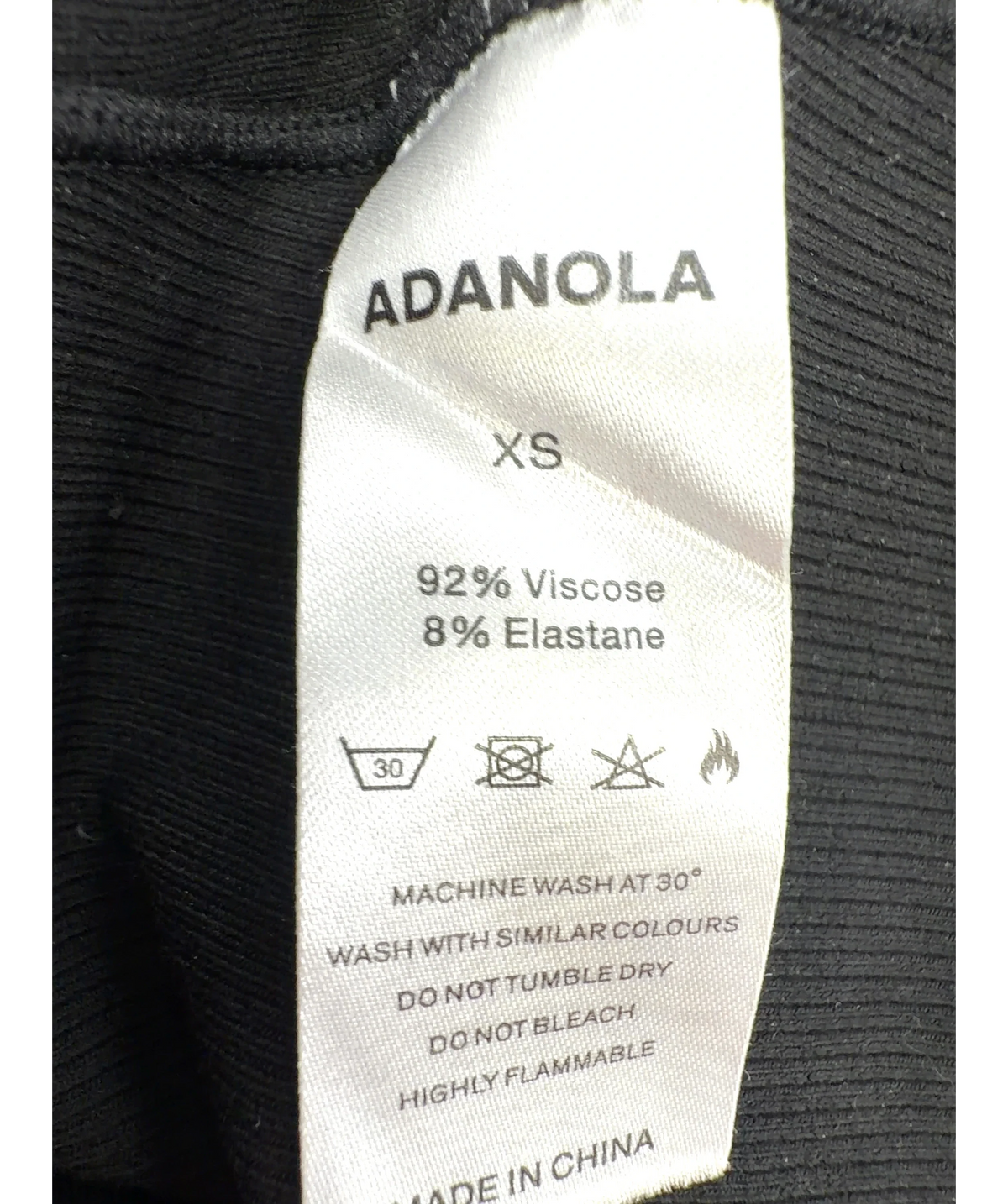 Adanola Black Colour, size UK XS — care label