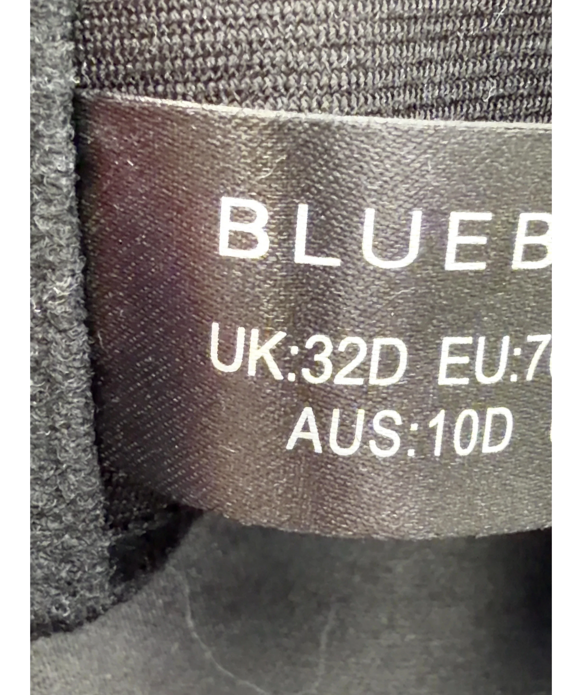 Bluebella Black Colour, size UK 32D — care label