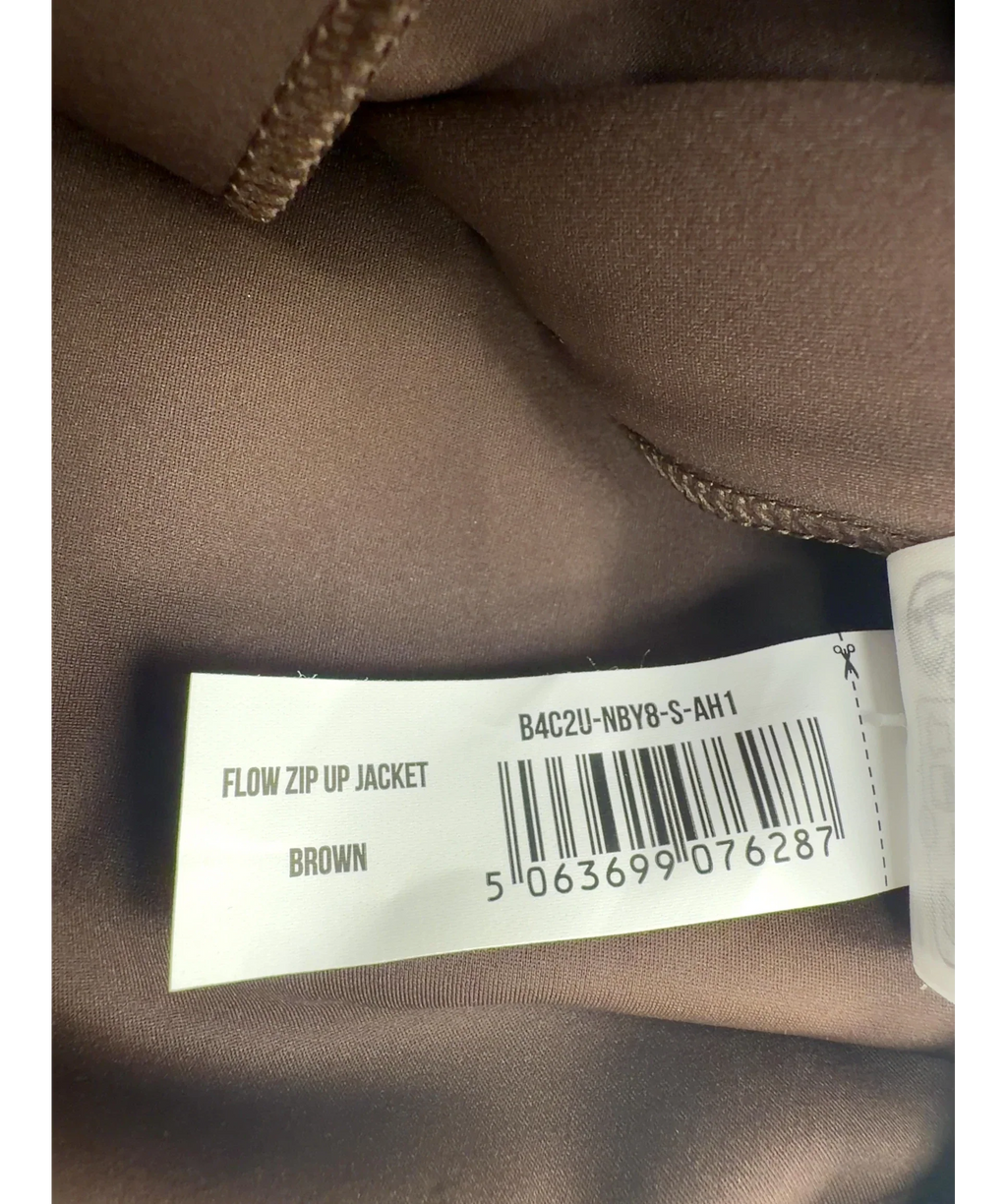 GYMSHARK Brown Flow Zip Up Jacket, size UK S — fabric detail