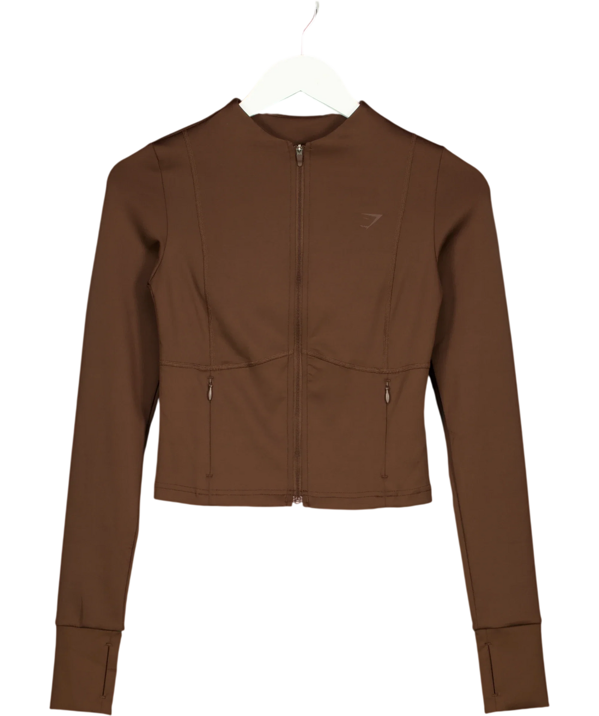 GYMSHARK Brown Flow Zip Up Jacket, size UK S — front