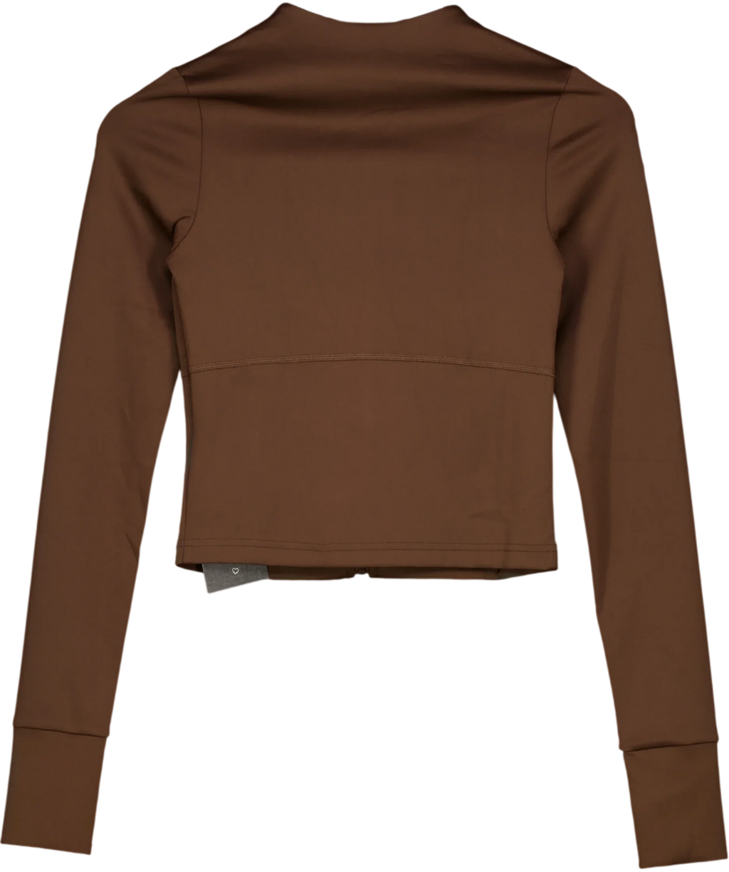 GYMSHARK Brown Flow Zip Up Jacket, size UK S — back