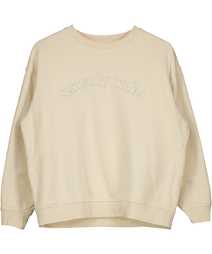 Sisterly Tribe Cream Embossed Sweatshirt UK S