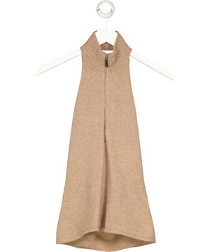 Emma Jane Knight Ejk 100% Cashmere Beige Half-Zip Tank Top UK M