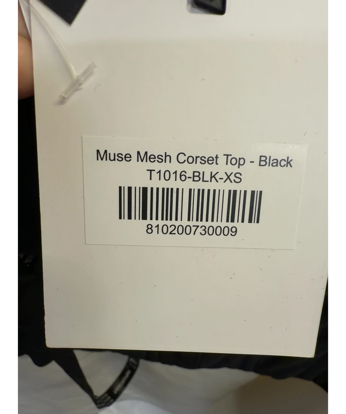 Leau Black Muse Mesh Corset Top, size UK XS — care label