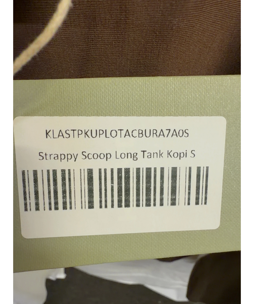 KLAYD Brown Strappy Scoop Long Tank, size UK S — label