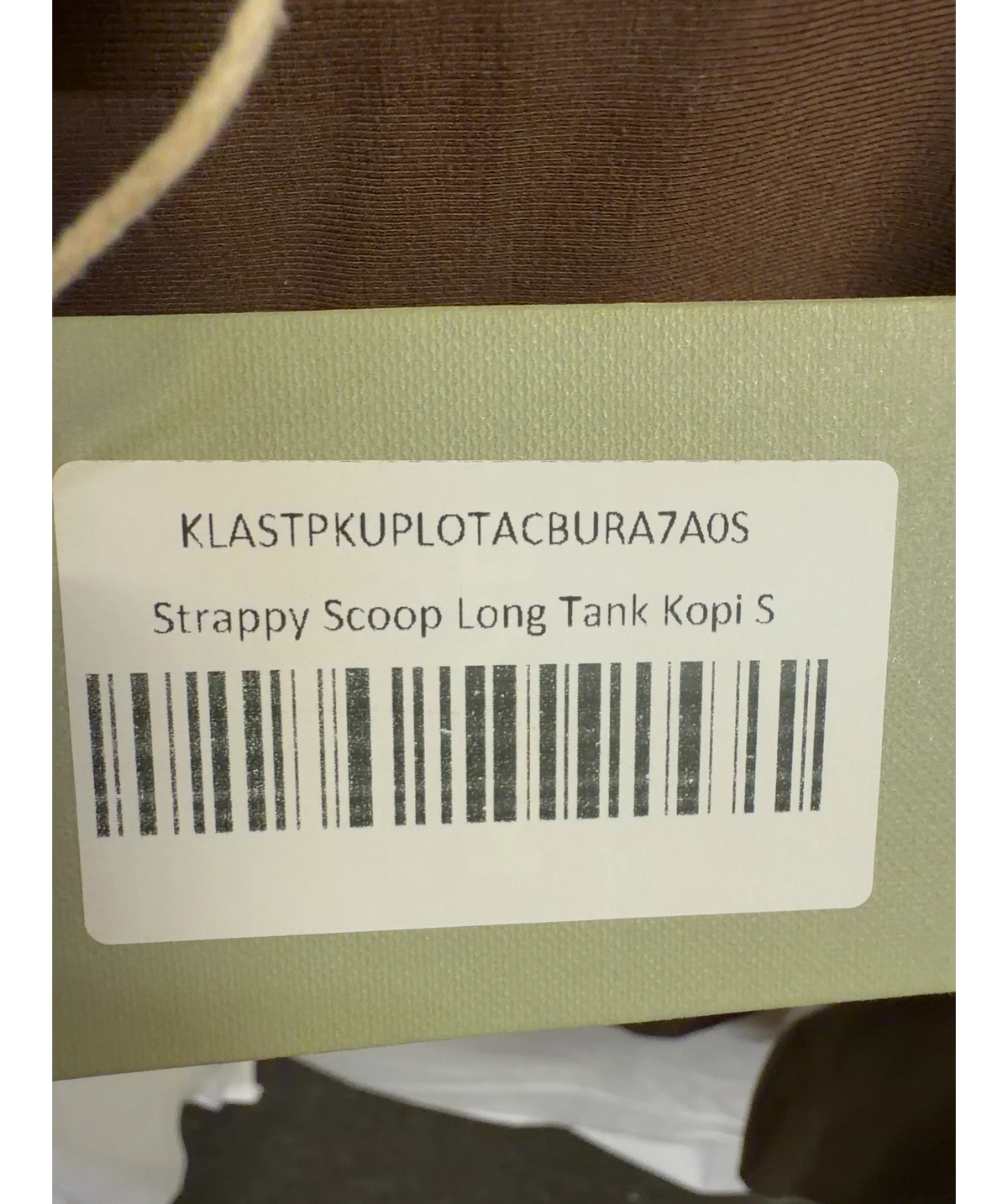 KLAYD Brown Strappy Scoop Long Tank, size UK S — label