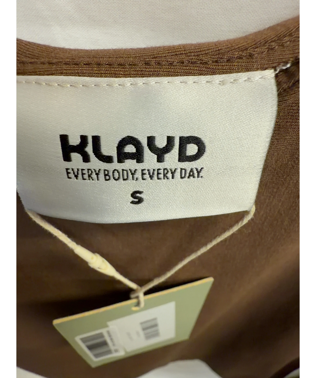 KLAYD Brown Strappy Scoop Long Tank, size UK S — care label