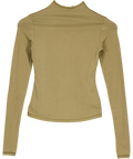 SKIMS khaki COTTON JERSEY TURTLENECK TOP, size UK XS — front