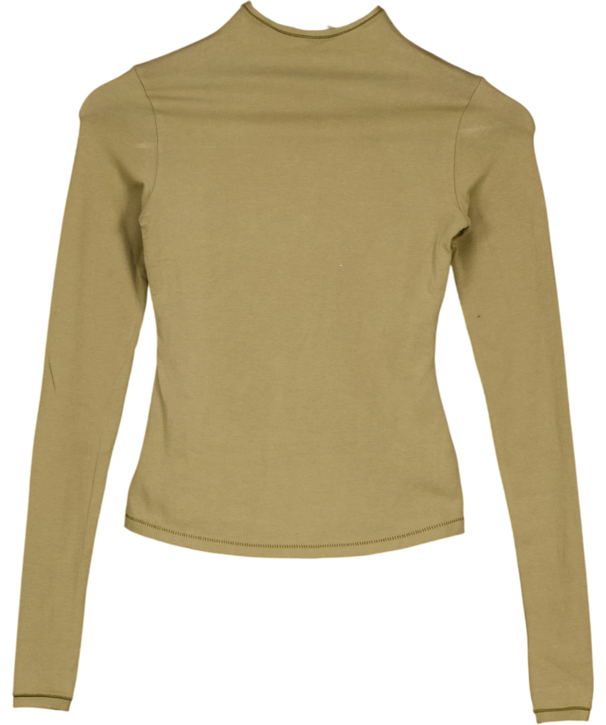 SKIMS khaki COTTON JERSEY TURTLENECK TOP, size UK XS — front