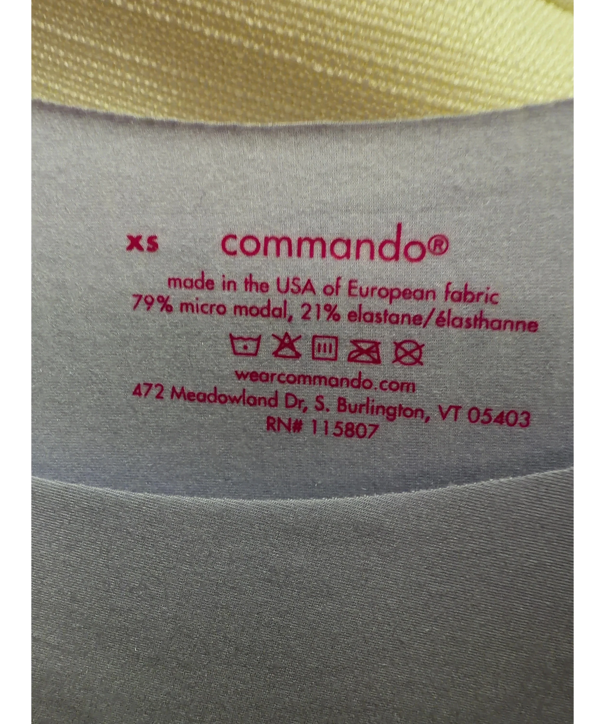 Commando lilac Butter Cami, size UK XS — label