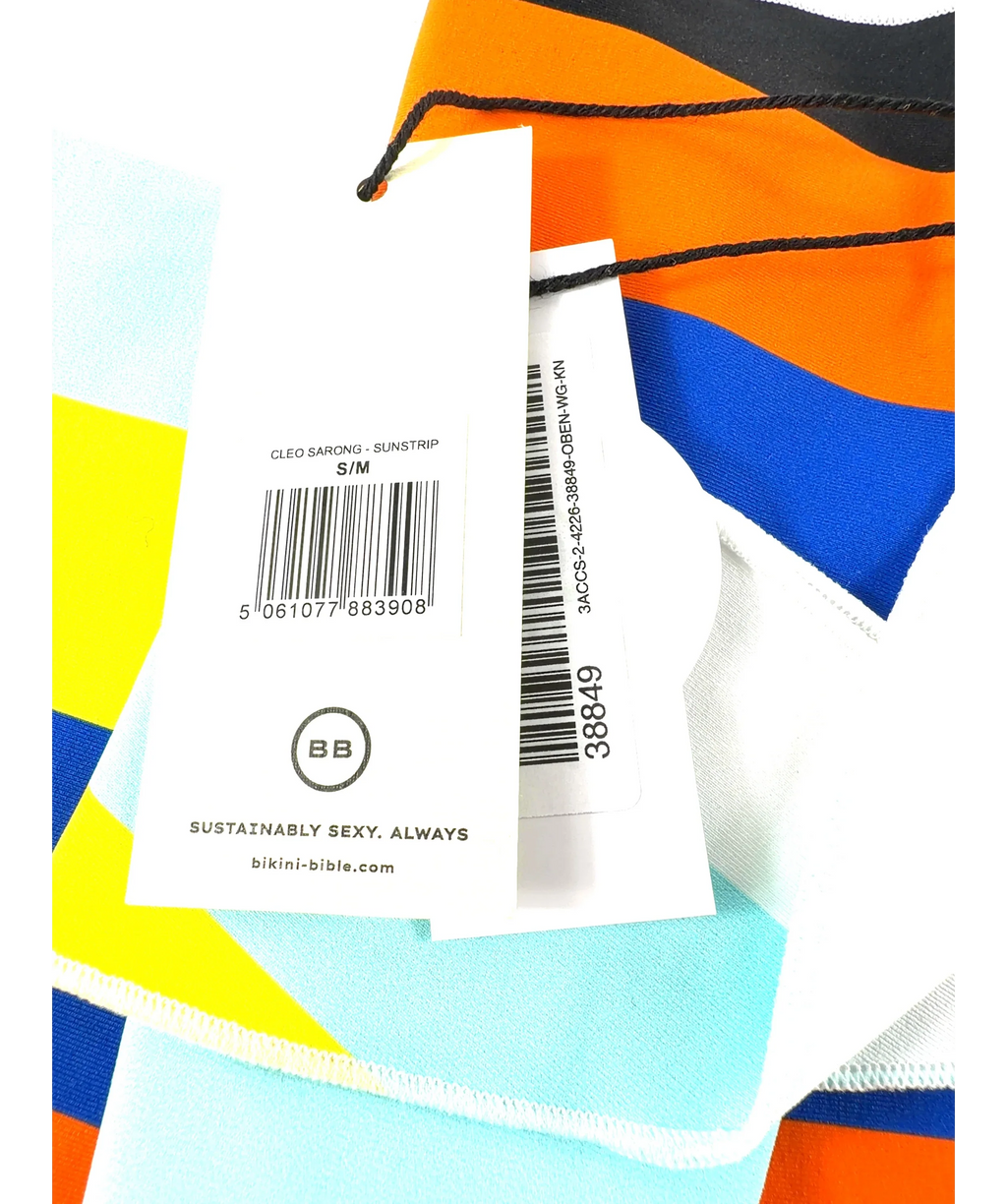 Bikini Bible Multicoloured CLEO SARONG - SUNSTRIP, size UK S/M — care label