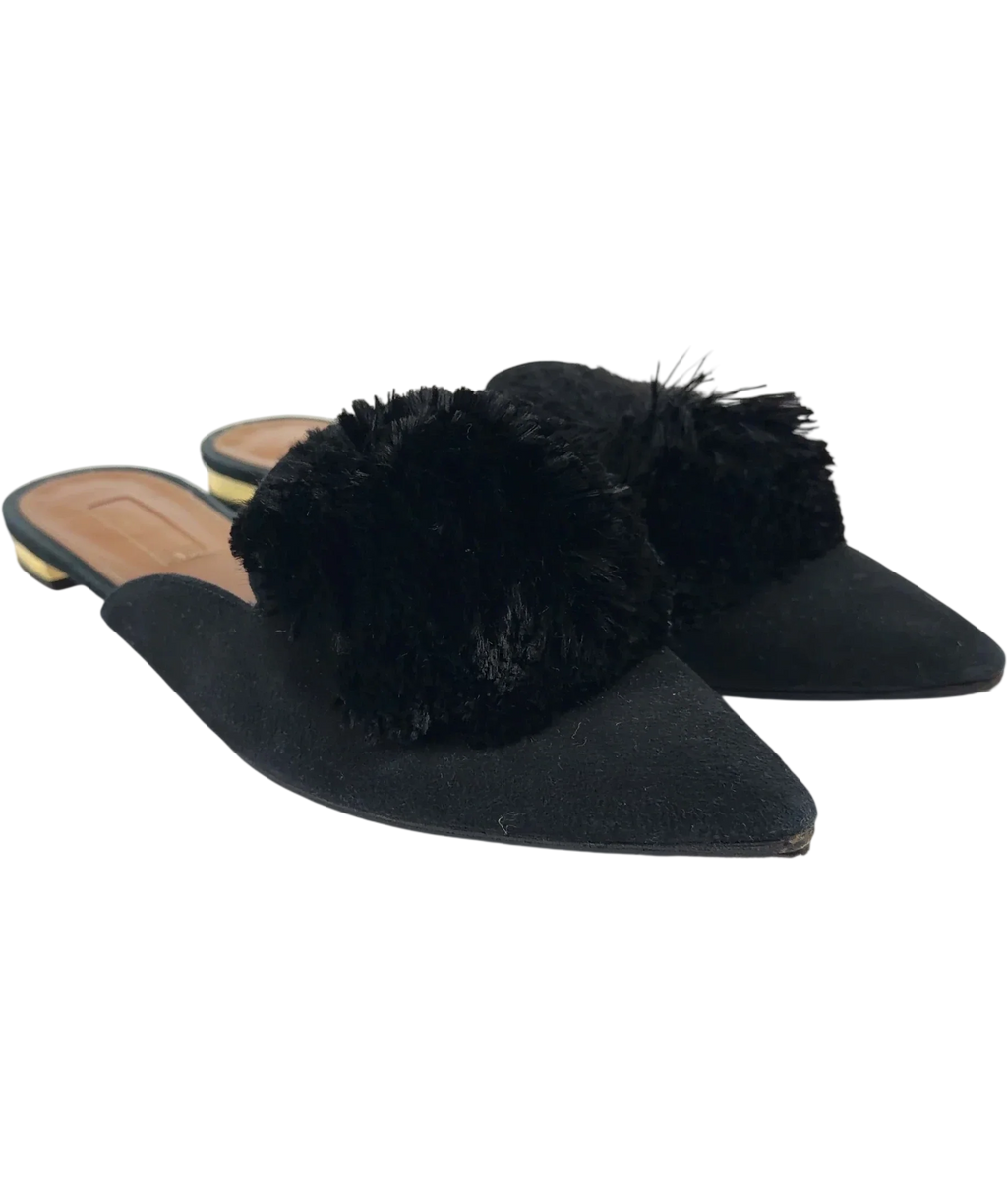 Aquazzura Black Powder Puff Mules, size UK 5 EU 38 👠 — front
