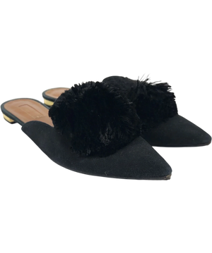 Aquazzura Powder Puff Black Mules UK 5