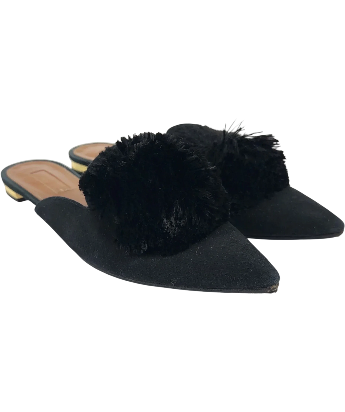 Aquazzura Black Powder Puff Mules, size UK 5 EU 38 👠 — front