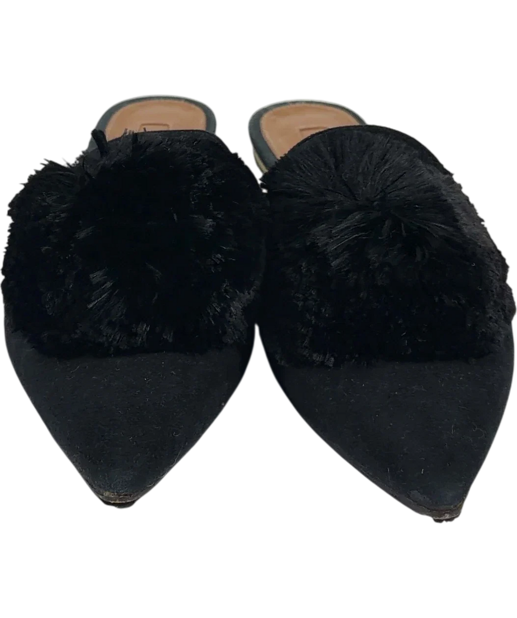 Aquazzura Black Powder Puff Mules, size UK 5 EU 38 👠 — detail