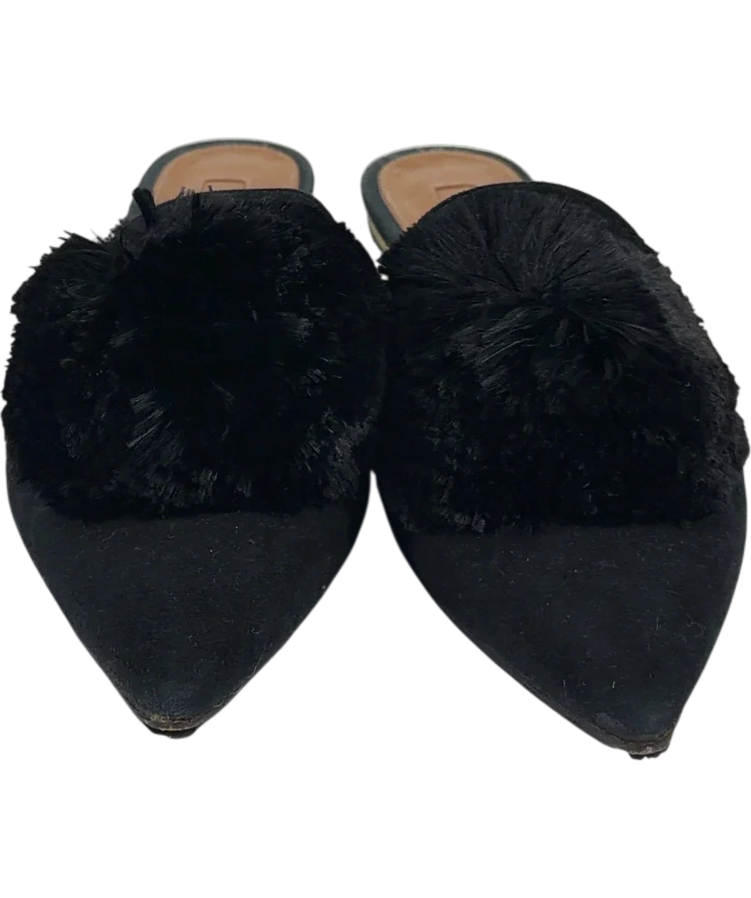 Aquazzura Black Powder Puff Mules, size UK 5 EU 38 👠 — detail