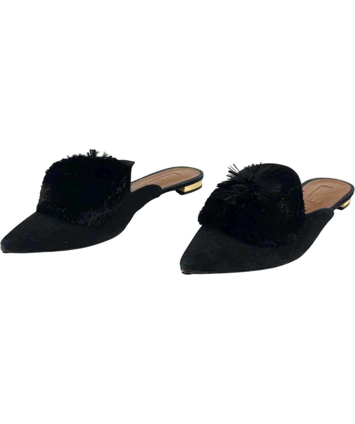 Aquazzura Black Powder Puff Mules, size UK 5 EU 38 👠 — label