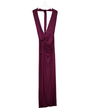 Flook Plum V-Neck Maxi Dress UK XS