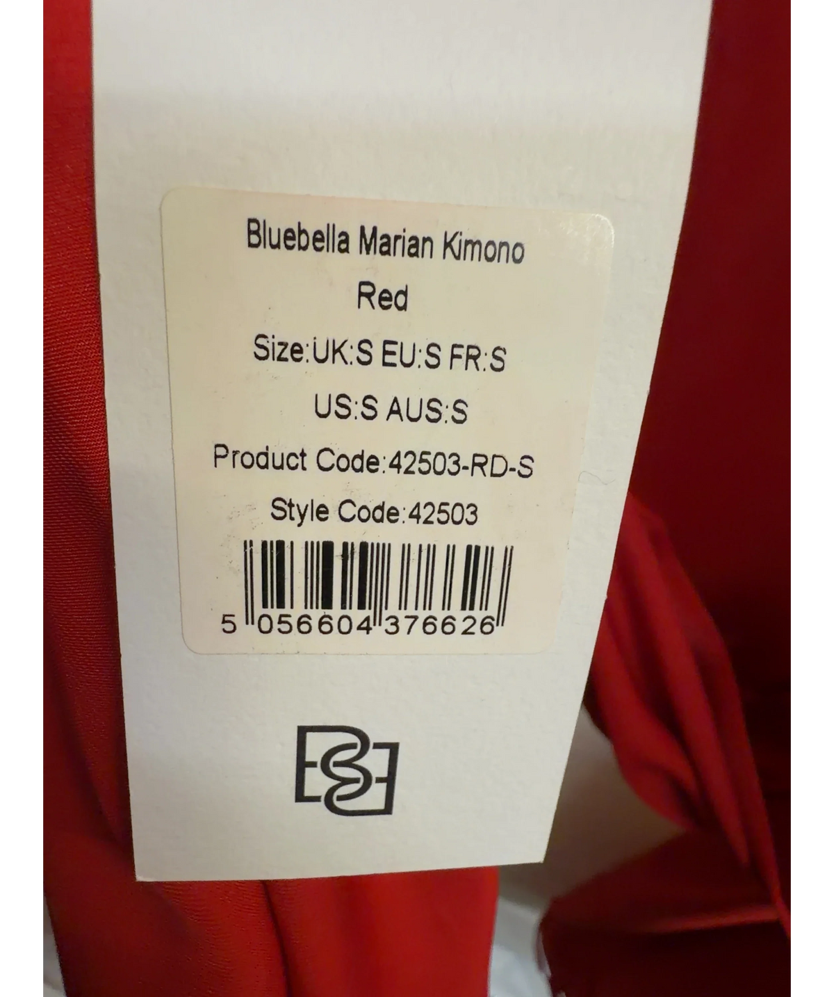 Bluebella Red Marian Kimono, size UK S — label