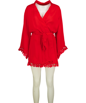 Bluebella Marian Kimono Red Lace Robe UK S