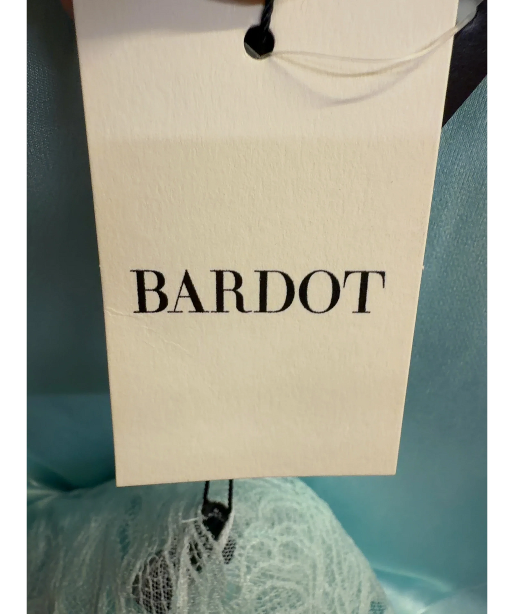 Bardot light blue Ivy Lace Detail Maxi Dress, size UK 8 — detail