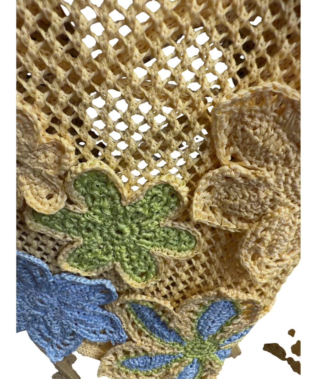 Bydee Yellow Nammos Crochet Mini Dress-Zesti-S, size UK S — fabric detail