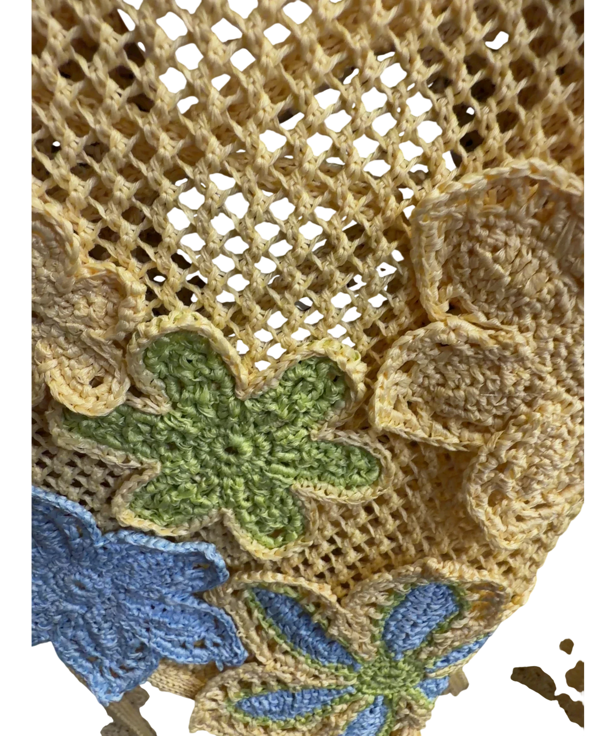 Bydee Yellow Nammos Crochet Mini Dress-Zesti-S, size UK S — fabric detail