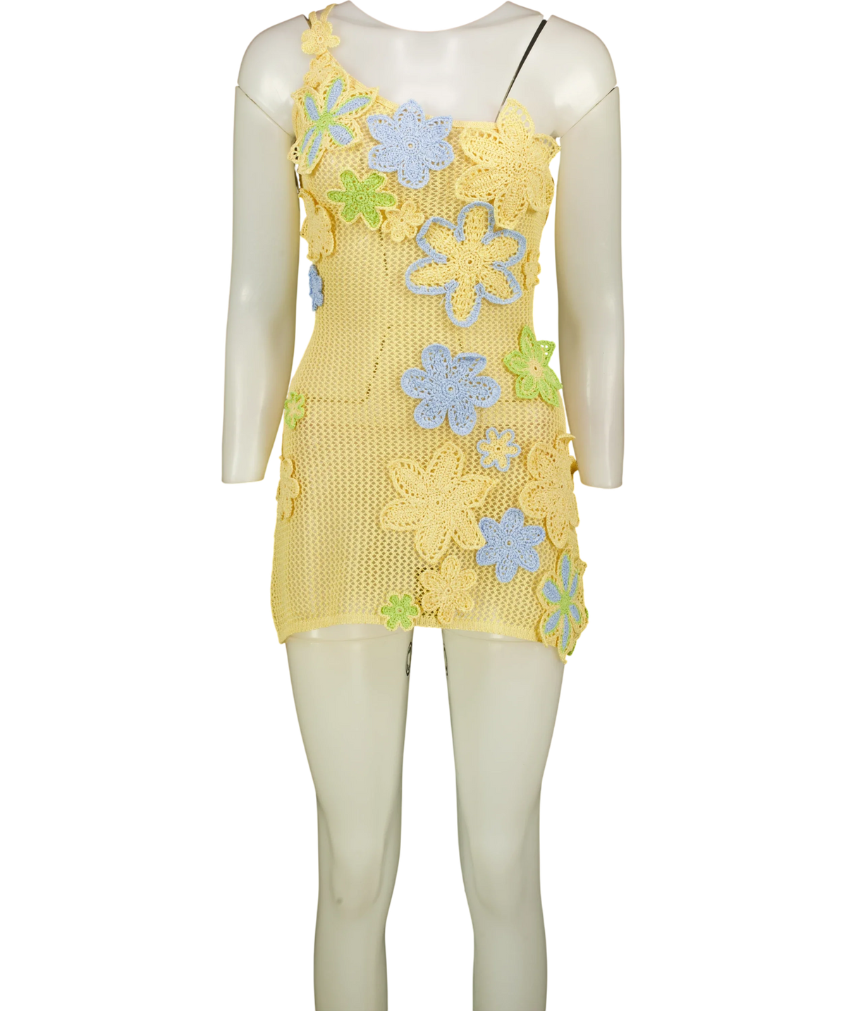 Bydee Yellow Nammos Crochet Mini Dress-Zesti-S, size UK S — front