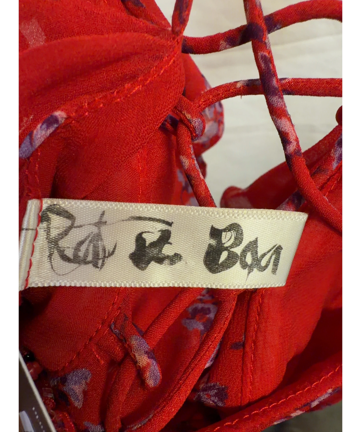 Rat & Boa Red Paloma Dress, size UK XS — detail