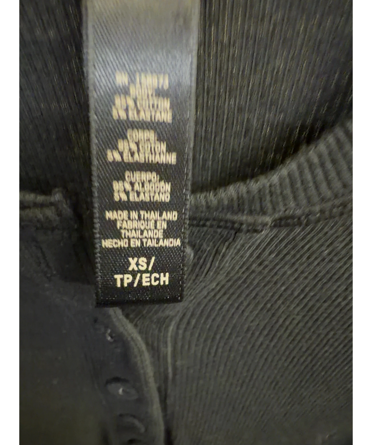 SKIMS Black Colour, size UK XS — care label