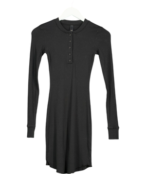 SKIMS Black Henley Ribbed Dress UK XS