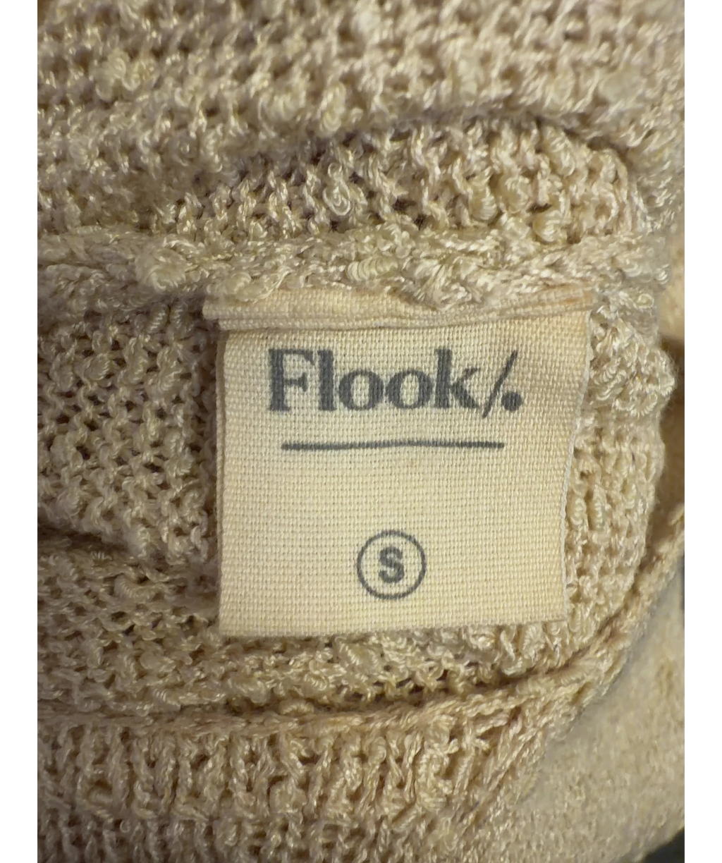 Flook Beige metallic knit maxi dress, size UK S — detail