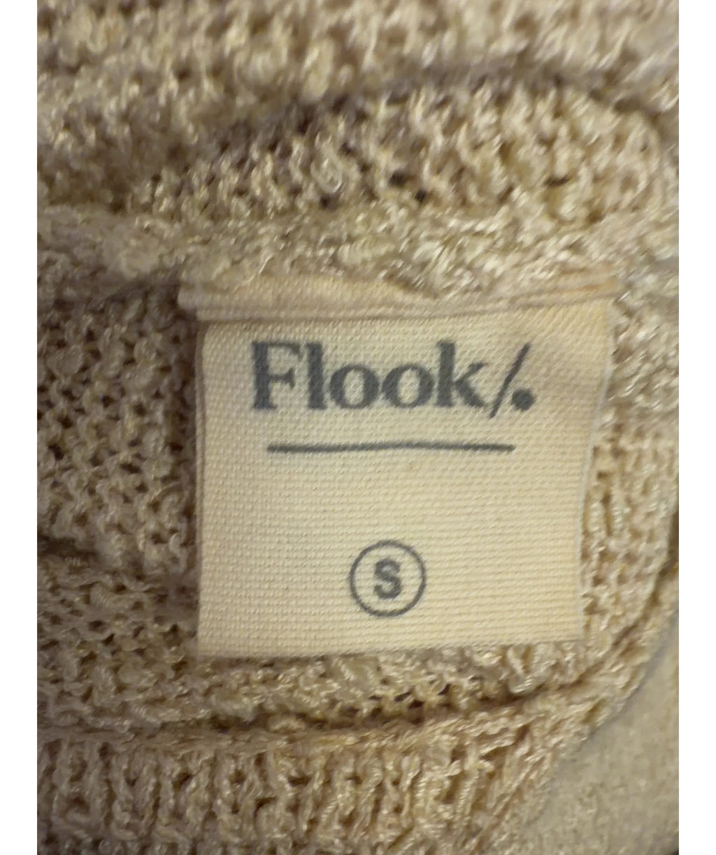Flook Beige metallic knit maxi dress, size UK S — care label