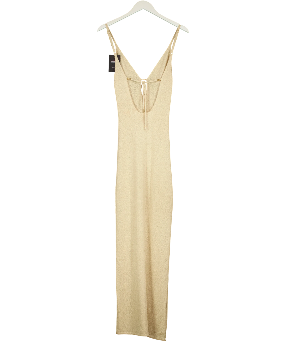 Flook Beige metallic knit maxi dress, size UK S — back