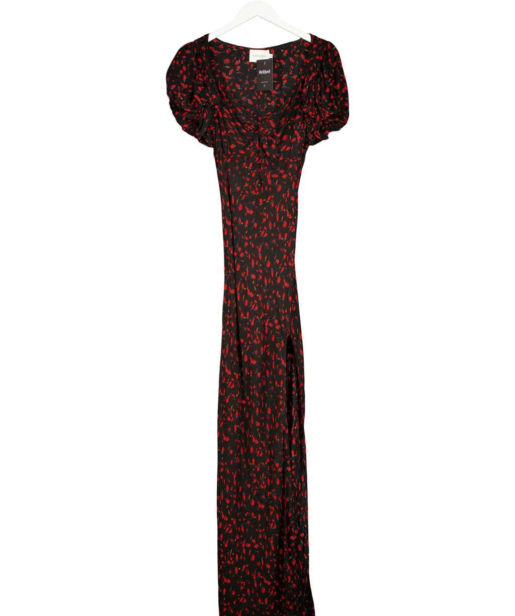 Rat & Boa Black Magnolia Floral Dress, size UK XS — front