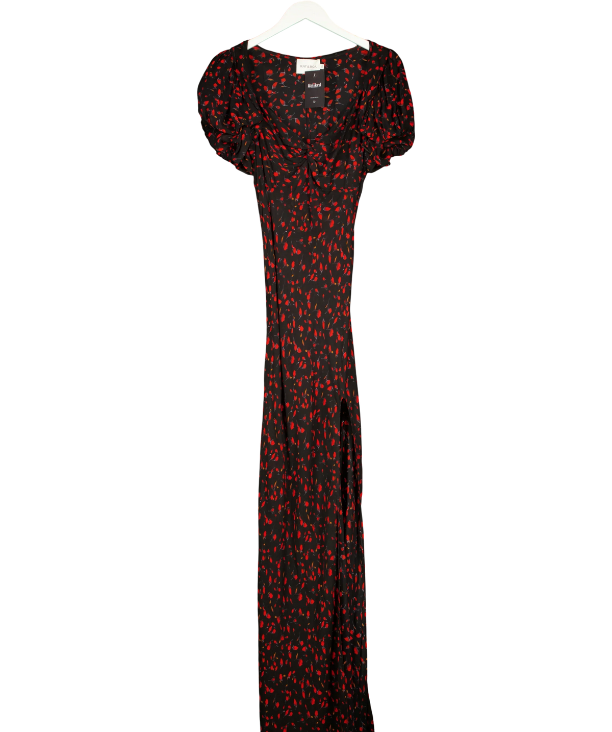 Rat & Boa Black Magnolia Floral Dress, size UK XS — front