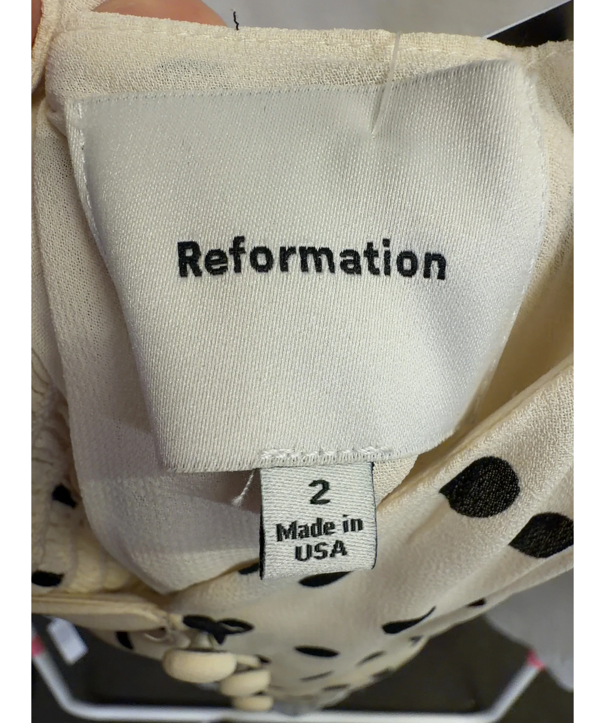 Reformation Cream Laine Dress, size UK 6 — detail
