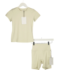 Another Version Cream 2-piece Second Skin Tee Cream Activewear Set, size UK S — front