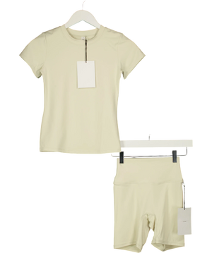 Another Version 2-piece Second Skin Tee Cream Activewear Set UK S