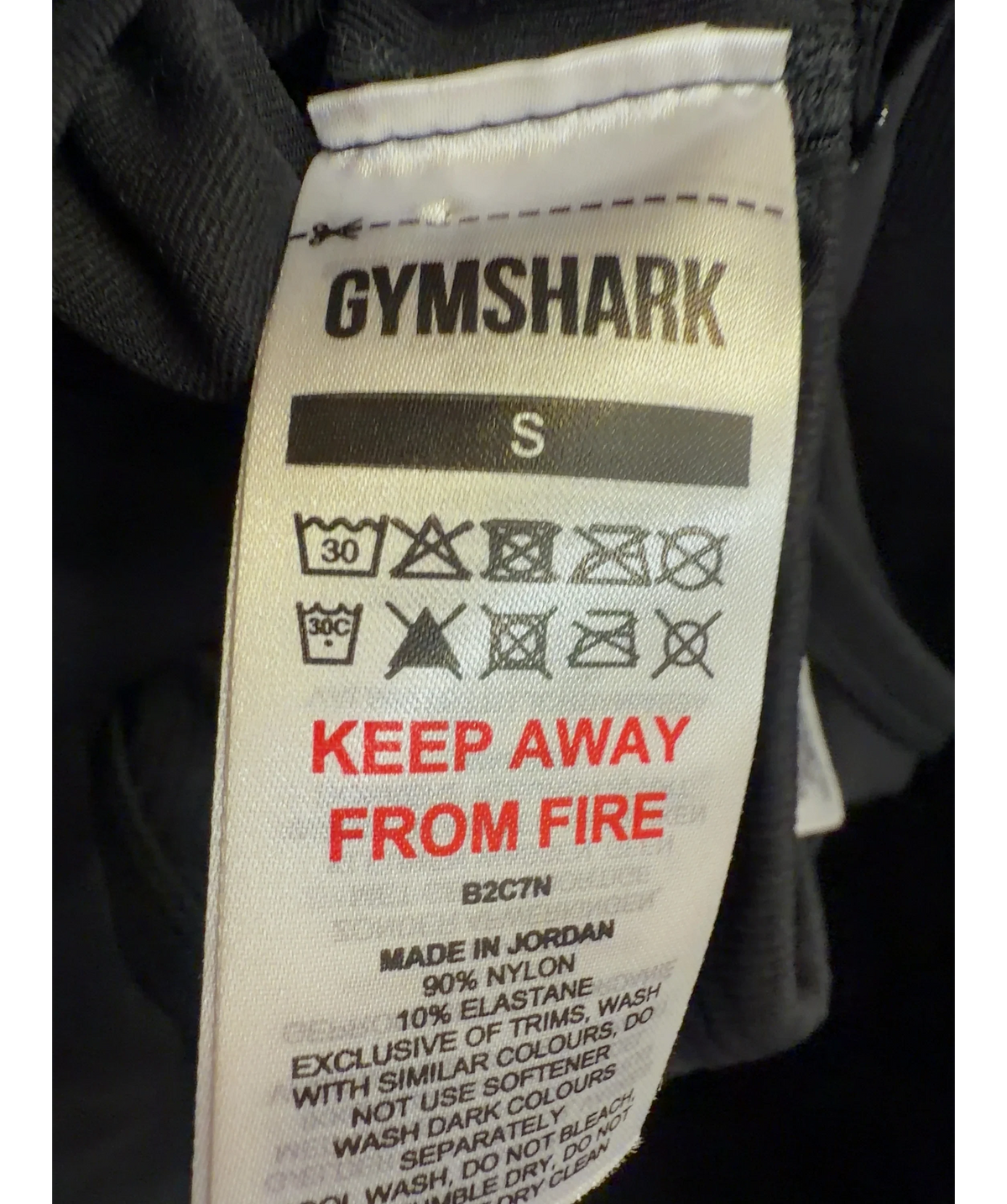 GYMSHARK Black Colour, size UK S — fabric detail