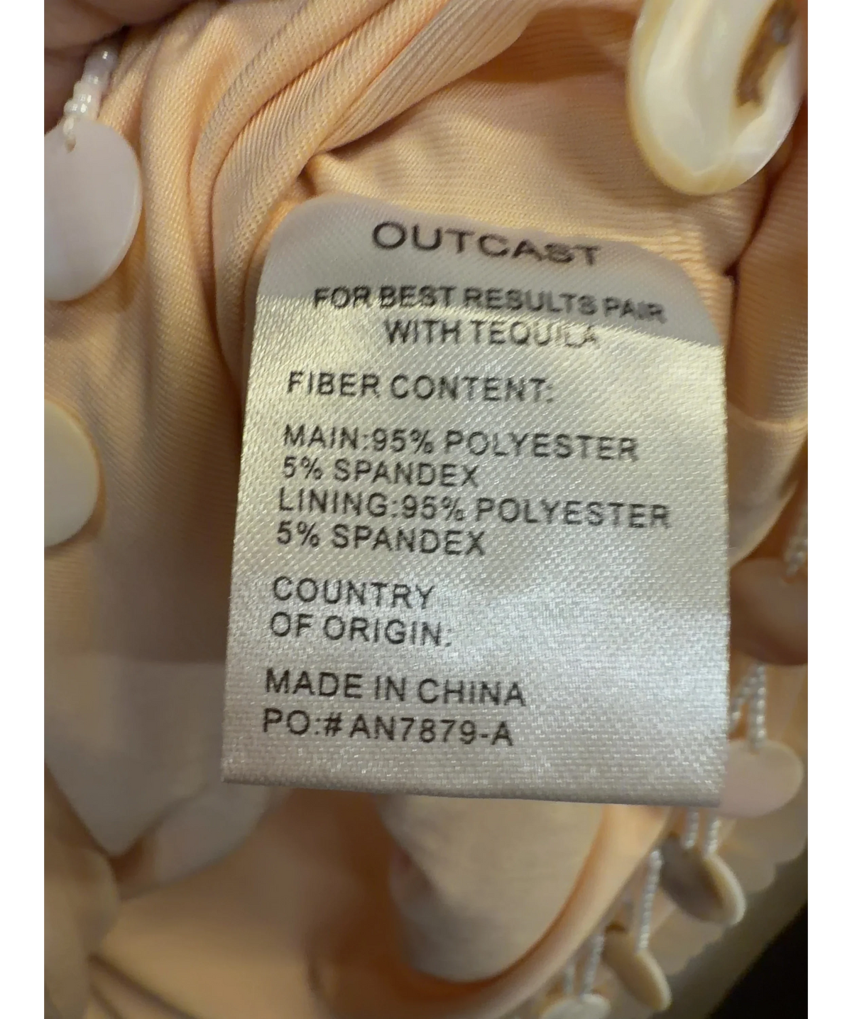Outcast cream Colour, size UK XS — label