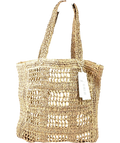 Marks and Spencer Beige open-weave straw tote bag — front