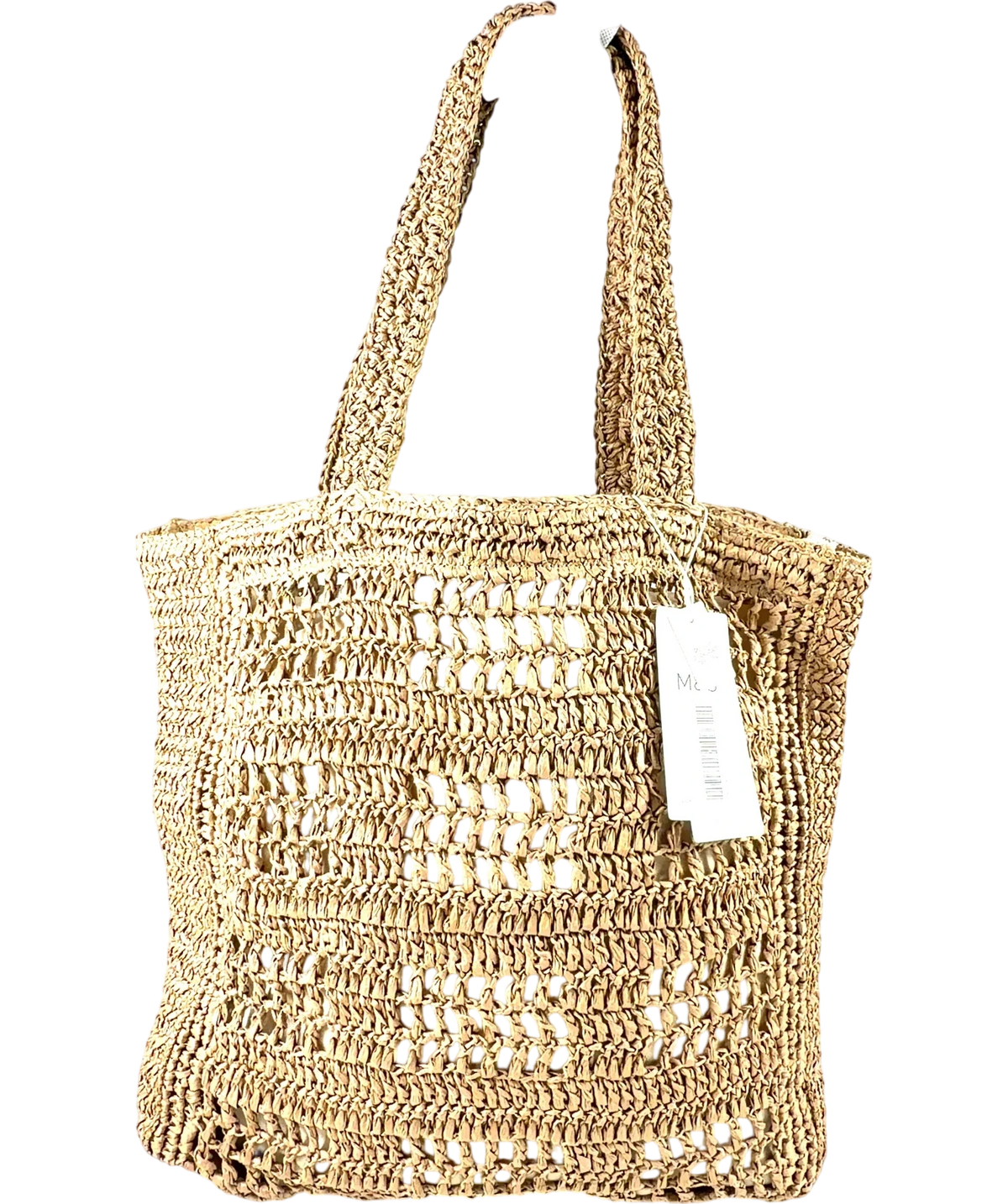 Marks and Spencer Beige open-weave straw tote bag — front