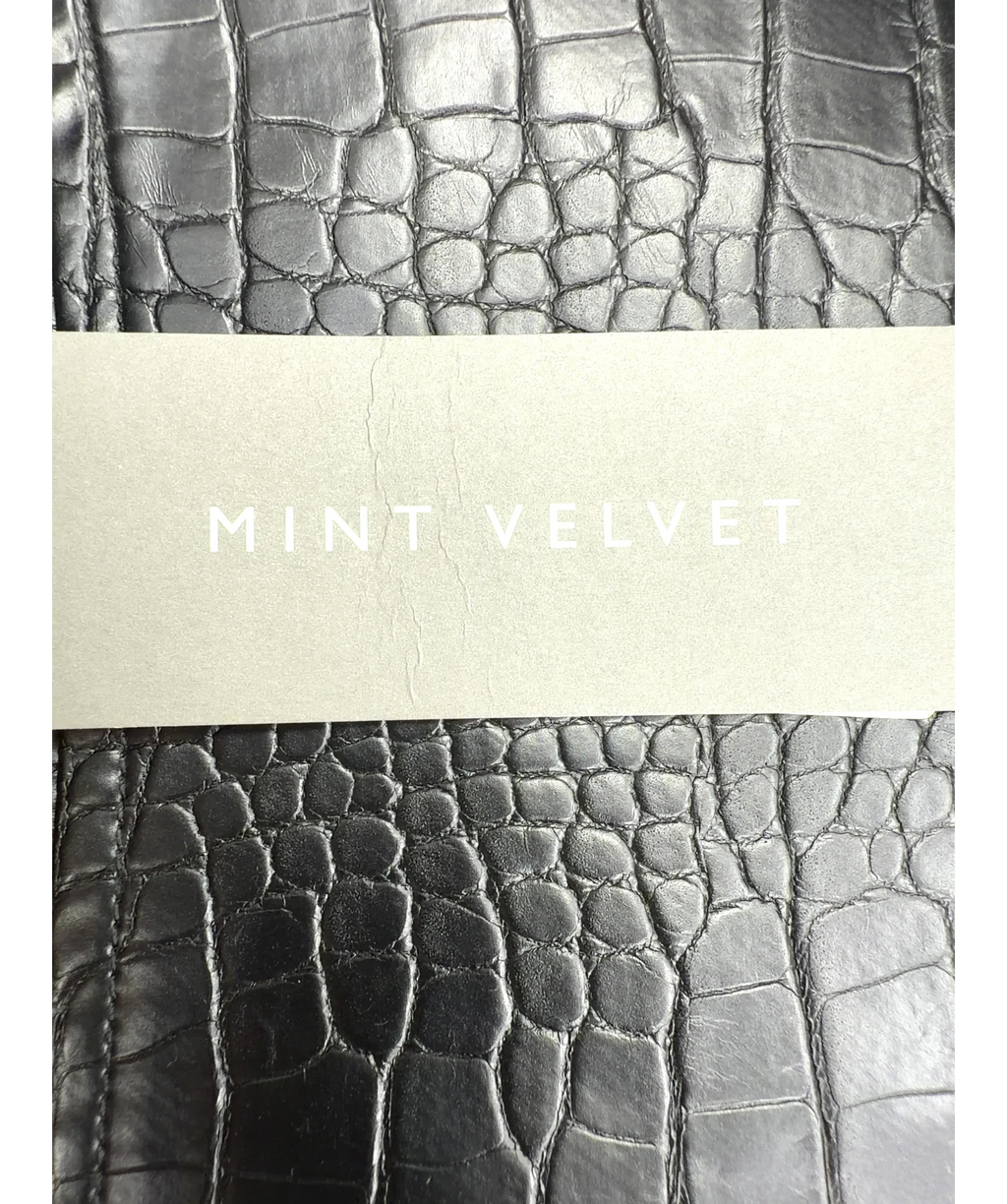 Mint Velvet Black Textured PU Pencil Skirt, size UK 14 — detail