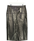 Mint Velvet Black Textured PU Pencil Skirt, size UK 14 — front
