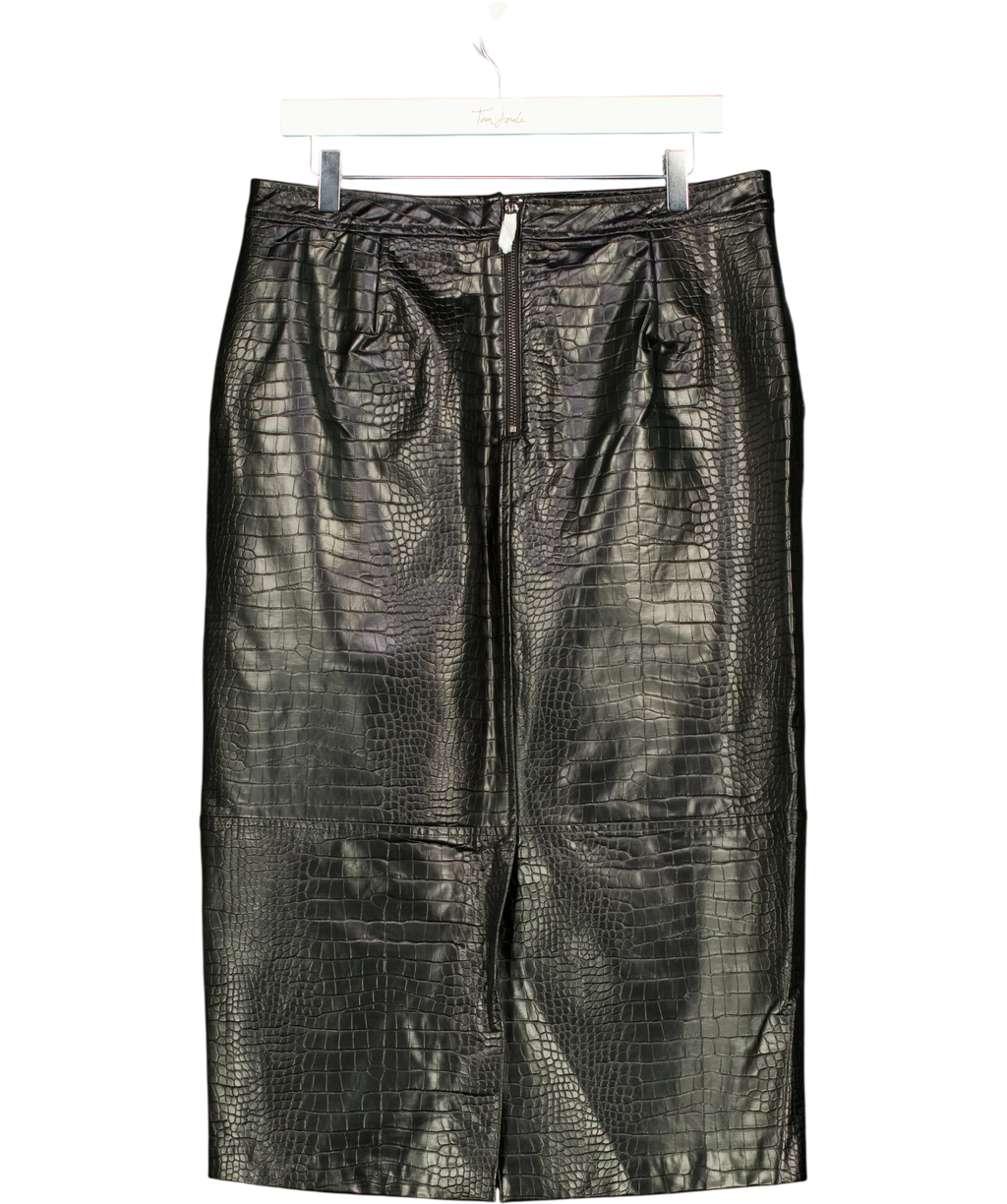 Mint Velvet Black Textured PU Pencil Skirt, size UK 14 — back