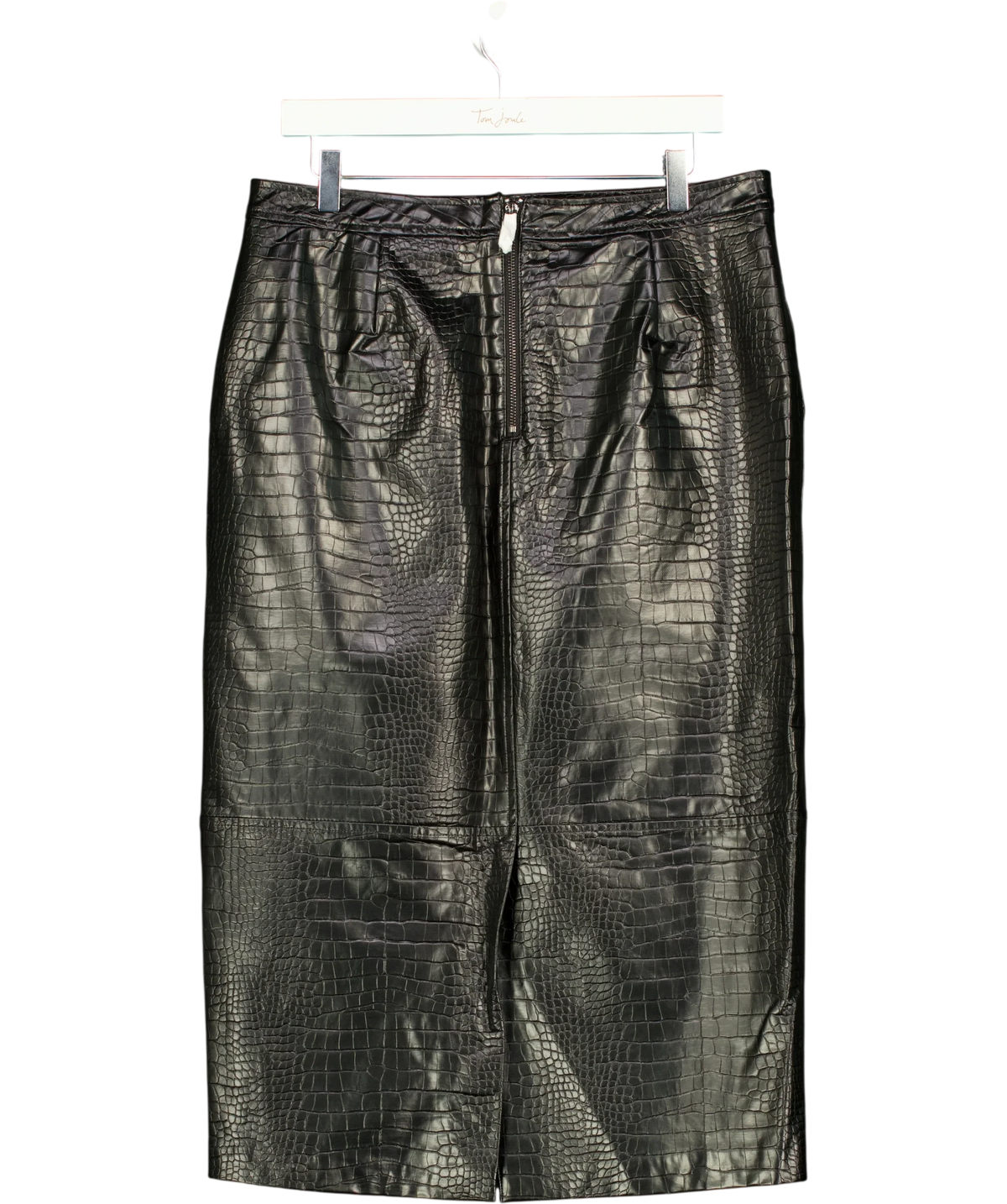 Mint Velvet Black Textured PU Pencil Skirt, size UK 14 — back