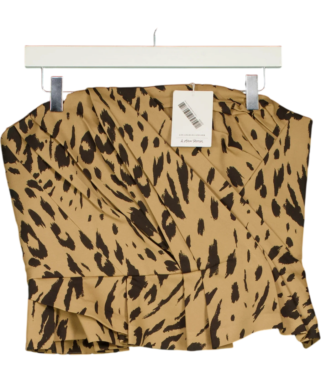 & OTHER STORIES Beige draped asymmetric / corset-style bustier top, size UK 14 — front
